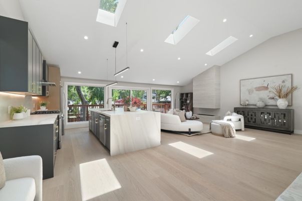 Interior, Kitchen, Living room, Pendant Lights, Recessed Lighting, Wood Texture Flooring
