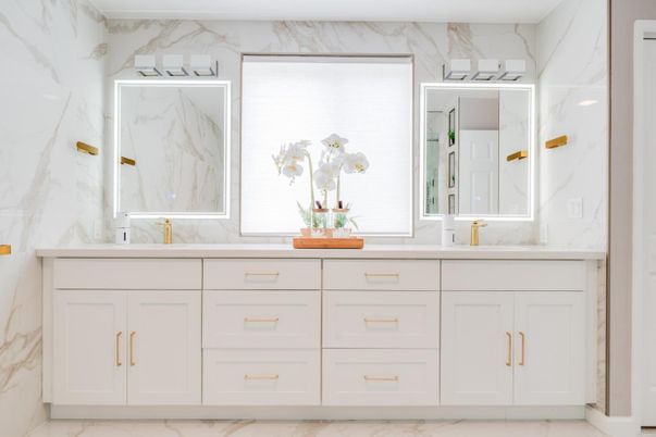Bathroom, Dual Sink Vanities, Interior, Marble, Marble Walls