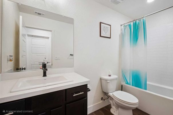 Bathroom, Interior, Recessed Lighting, Wood Texture Flooring