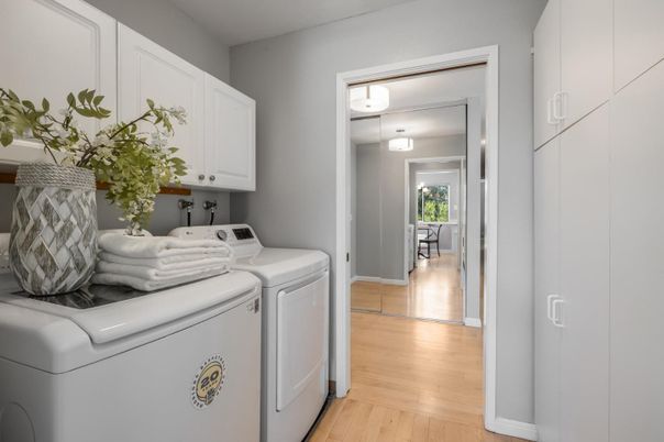 Interior, Washer, Wood Texture Flooring
