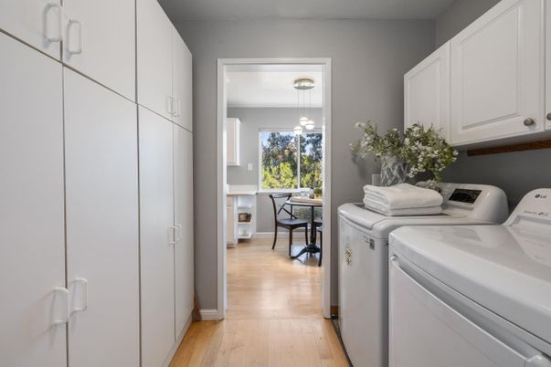 Interior, Pendant Lights, Washer, Wood Texture Flooring