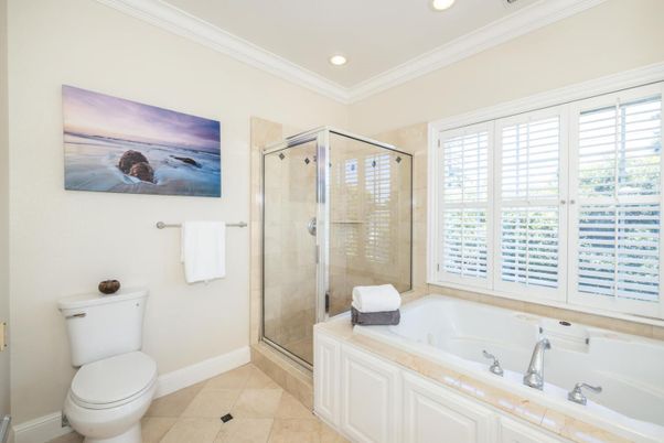 Bathroom, Glass Shower, Interior, Recessed Lighting