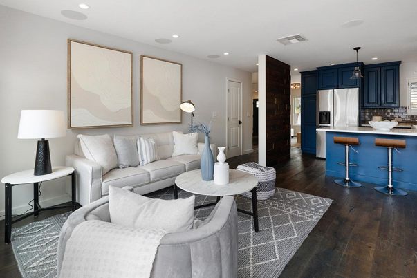Interior, Kitchen, Living room, Pendant Lights, Recessed Lighting, Stainless Steel Appliances, Wood Texture Flooring