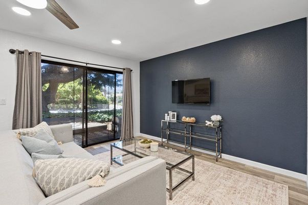 Interior, Living room, Recessed Lighting, Wood Texture Flooring