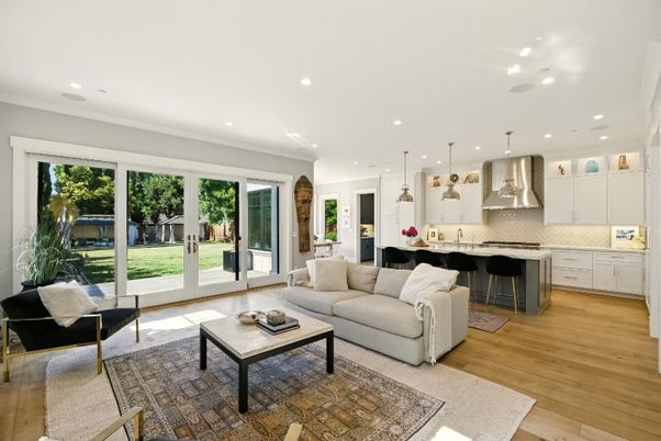 Interior, Kitchen, Living room, Pendant Lights, Recessed Lighting, Wood Texture Flooring
