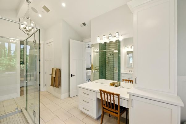 Bathroom, Glass Shower, Interior, Pendant Lights, Recessed Lighting