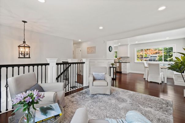 Dining room, Interior, Kitchen, Pendant Lights, Recessed Lighting, Wood Texture Flooring