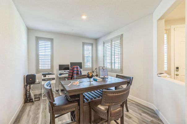 Home Office, Interior, Recessed Lighting, Wood Texture Flooring