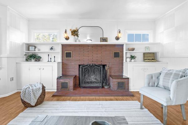 Fireplace, Interior, Wood Texture Flooring