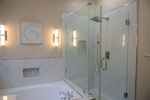 Bathroom, Glass Shower, Interior, Marble Walls