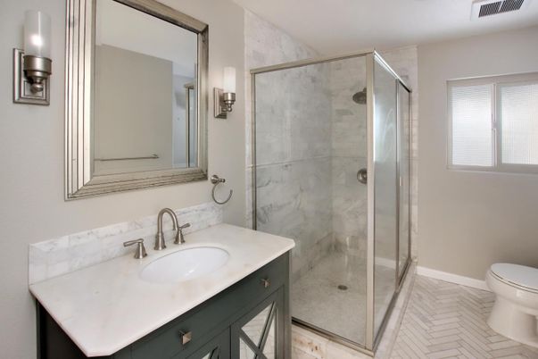 Bathroom, Glass Shower, Interior, Marble Walls
