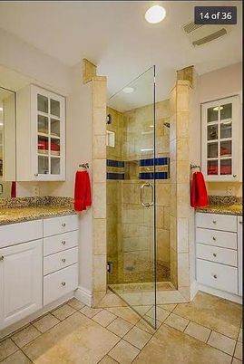 Bathroom, Glass Shower, Interior, Recessed Lighting