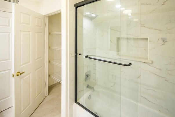 Bathroom, Glass Shower, Interior, Marble Walls