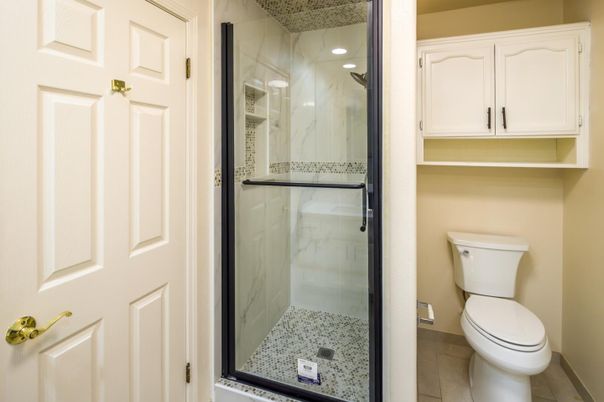 Bathroom, Glass Shower, Interior, Marble Walls