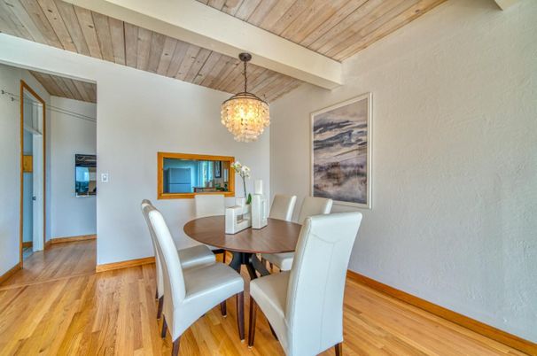 Chandelier, Dining room, Interior, Wooden Ceilings, Wood Texture Flooring