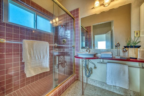 Bathroom, Glass Shower, Interior, Pendant Lights