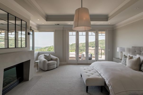 Bedroom, Fireplace, Interior, Pendant Lights, Recessed Lighting