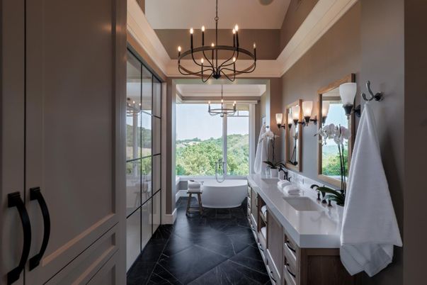 Bathroom, Chandelier, Dual Sink Vanities, Free Standing Baths, Interior