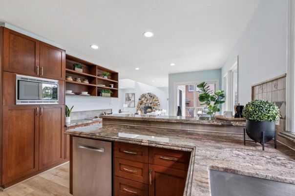 Interior, Kitchen, Recessed Lighting, Wood Texture Flooring