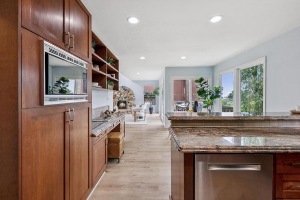 Interior, Kitchen, Recessed Lighting, Wood Texture Flooring