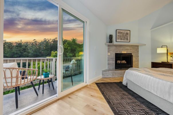 Bedroom, Fireplace, Interior, Wood Texture Flooring