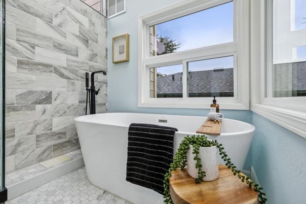 Bathroom, Free Standing Baths, Interior, Marble Walls