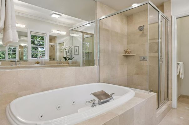 Bathroom, Glass Shower, Interior, Recessed Lighting