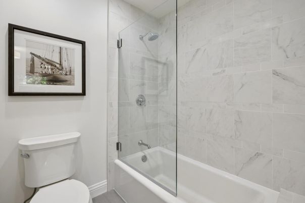 Bathroom, Glass Shower, Interior, Marble Walls