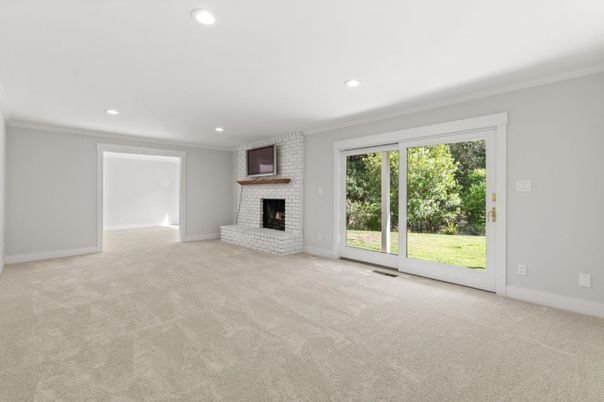 Empty room, Fireplace, Interior, Recessed Lighting