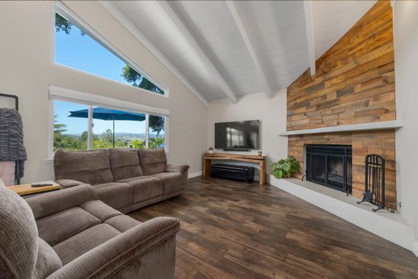 Fireplace, Interior, Living room, Wood Texture Flooring, Wooden Walls