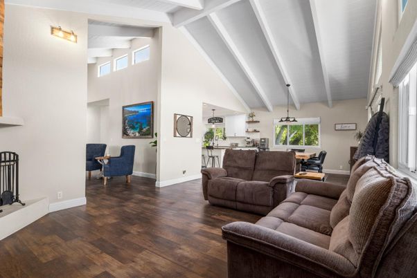Dining room, Interior, Kitchen, Living room, Pendant Lights, Wood Texture Flooring