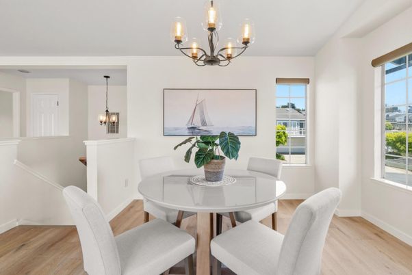 Chandelier, Dining room, Interior, Wood Texture Flooring