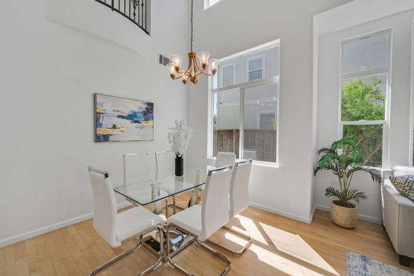 Chandelier, Dining room, Interior, Wood Texture Flooring