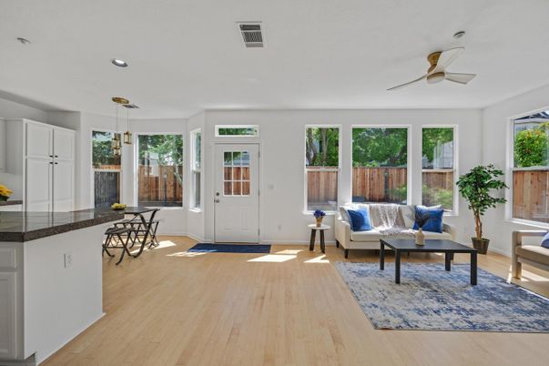 Interior, Living room, Recessed Lighting, Wood Texture Flooring
