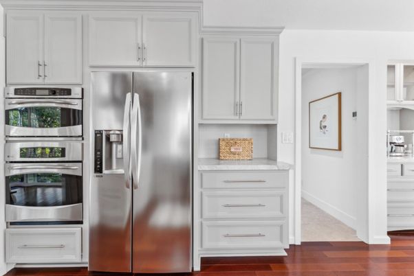 Interior, Kitchen, Stainless Steel Appliances, Wood Texture Flooring