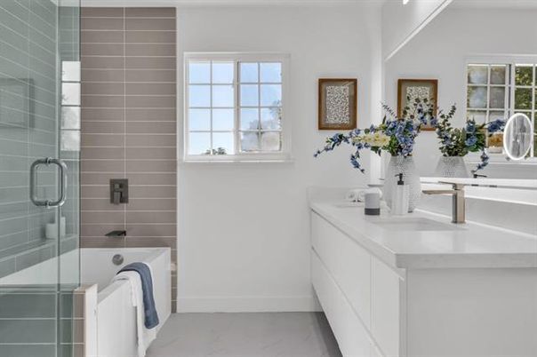 Bathroom, Dual Sink Vanities, Glass Shower, Interior