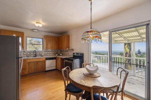 Dining room, Interior, Kitchen, Pendant Lights, Wood Texture Flooring