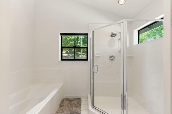 Bathroom, Glass Shower, Interior, Recessed Lighting