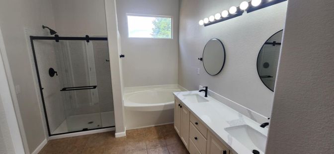 Bathroom, Dual Sink Vanities, Glass Shower, Interior