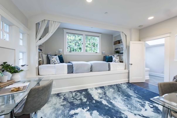 Bedroom, Home Office, Interior, Recessed Lighting, Wood Texture Flooring