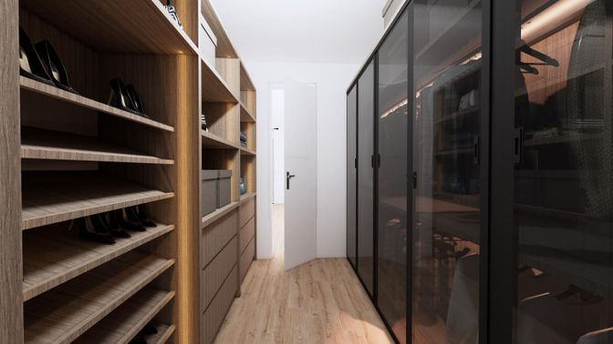 Interior, Walk-in Closets, Wood Texture Flooring