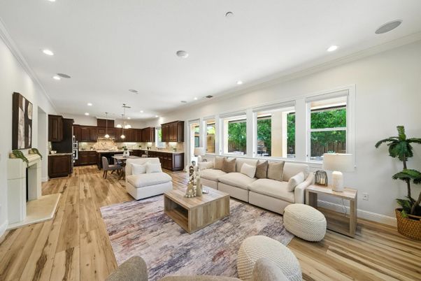 Interior, Kitchen, Living room, Pendant Lights, Recessed Lighting, Stainless Steel Appliances, Wood Texture Flooring