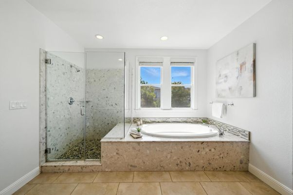 Bathroom, Glass Shower, Interior, Recessed Lighting