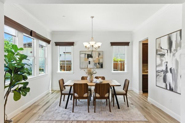 Chandelier, Dining room, Interior, Wood Texture Flooring