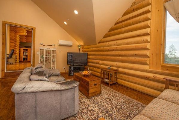 Interior, Living room, Recessed Lighting, Wood Texture Flooring, Wooden Walls