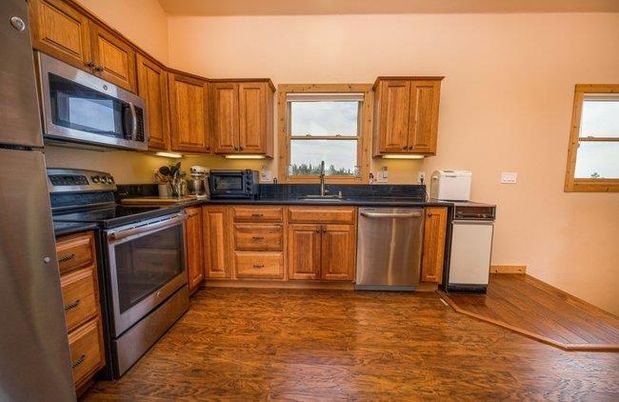 Interior, Kitchen, Stainless Steel Appliances, Wood Texture Flooring