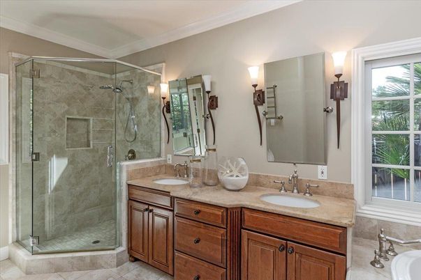 Bathroom, Dual Sink Vanities, Glass Shower, Interior