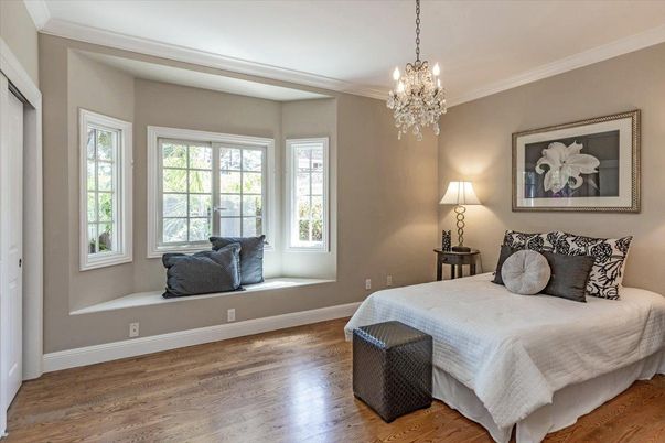 Bedroom, Chandelier, Interior, Wood Texture Flooring