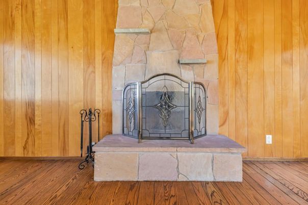 Fireplace, Interior, Wood Texture Flooring, Wooden Walls
