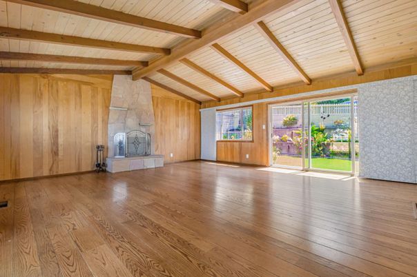 Empty room, Fireplace, Interior, Wooden Beams, Wooden Ceilings, Wood Texture Flooring, Wooden Walls